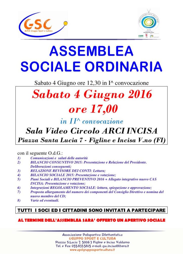 Assemblea Sociale Ordinaria 2016