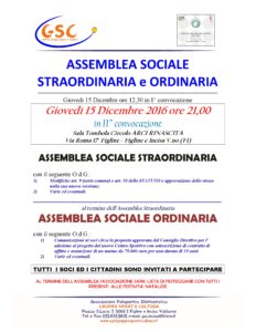 Assemblea Sociale Straordinaria e Ordinaria 15/12/2016